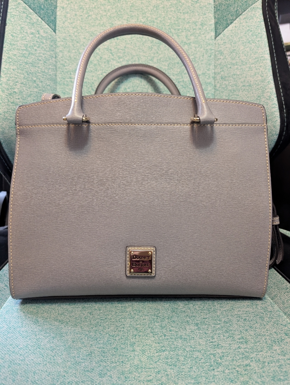 NWOT Dooney & Bourke Grey Satchel with Gold Plaque